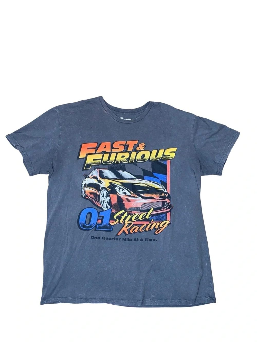 Fast & Furious Street Racing Graphic T-Shirt Charcoal Wash 01 Car Movie Tee